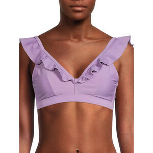 Time & Tru NWT Women's Purple Ruffle Bikini Top Size L